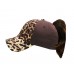 High Ponytail Bun Cheetah Leopard Cap Hat Black Brown Turquoise Blue Beige Pink  eb-60895737